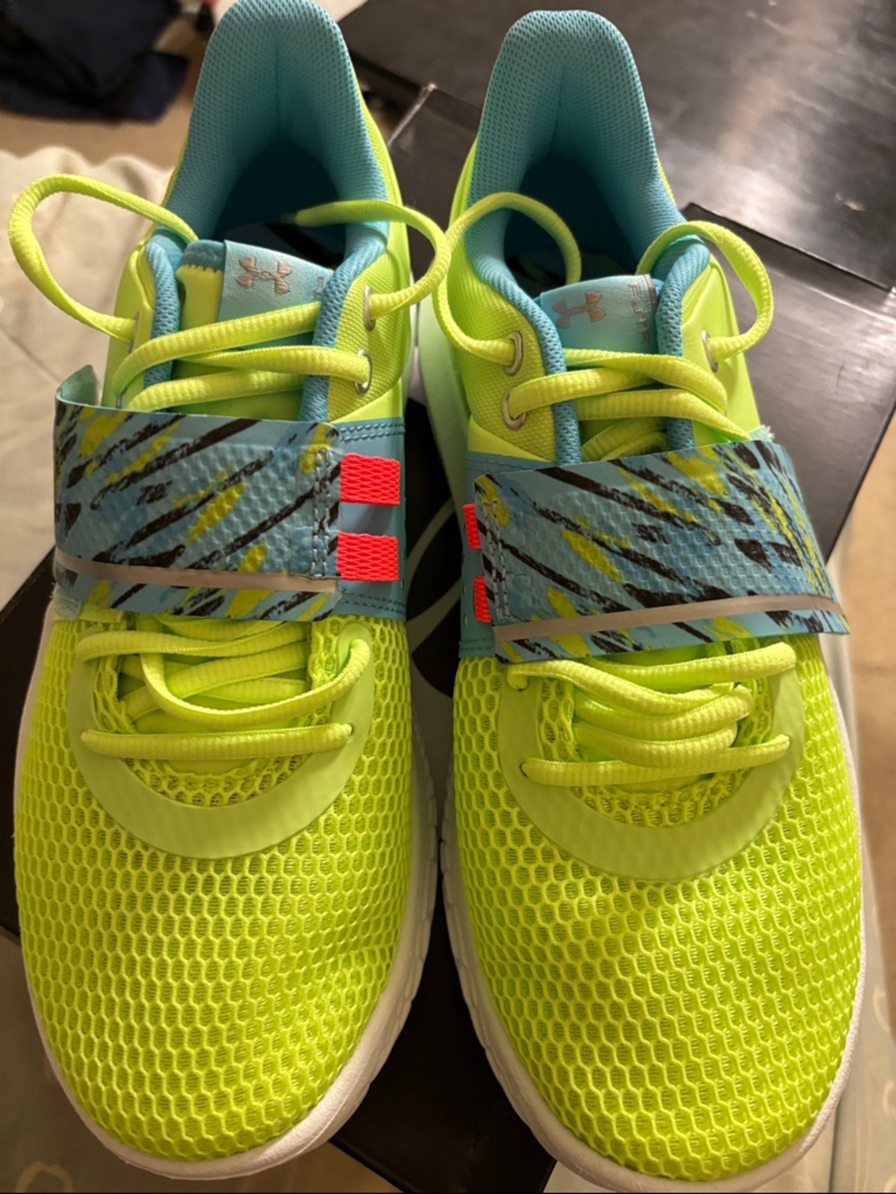 Under Armour Neon Yellow & Aqua women ' Athletic Sneakers
